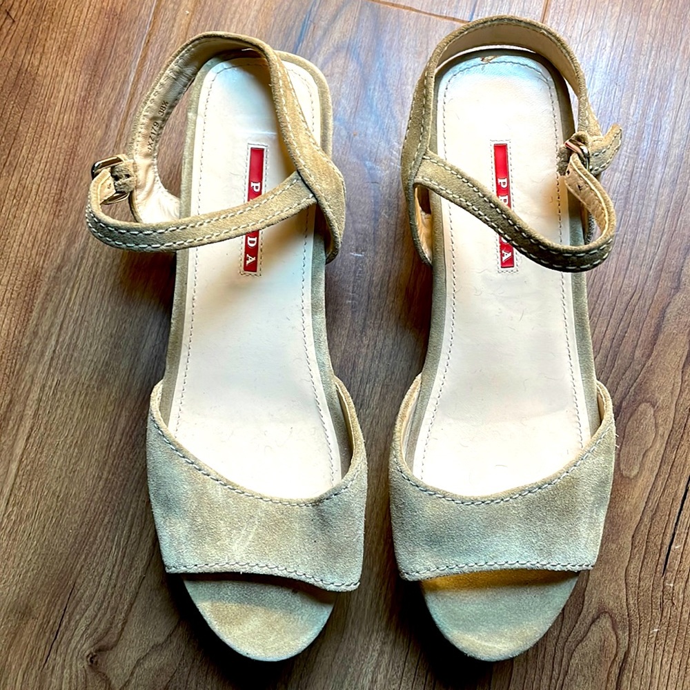 Prada beige suede sandals size 38.5